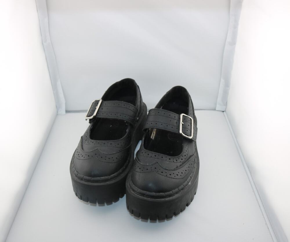 T.U.K. Double Decker Mary Jane Platform Shoes Black Brogue Goth Punk Women's US